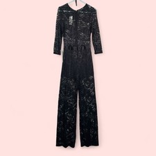 NWT - Bebe Black Lace Catsuit Long Sleeve Size Medium Retail 129