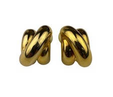 Gold Tone Womens Twisted Knot Stud Earrings Lightweight Metal Modern Design