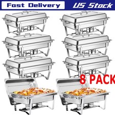 1/2/4/6/8 PCS Chafing Dishes Buffet Set 13Qt Stainless Steel Complete Chafer Set