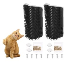Self Grooming Cat Brush, Cat Groomer Scratcher with Catnip (2Pcs, L, Black)