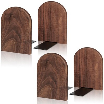 Book Ends,2 Pair Large Bookends Wood Book Ends Universal Economy Bookend (2, ...