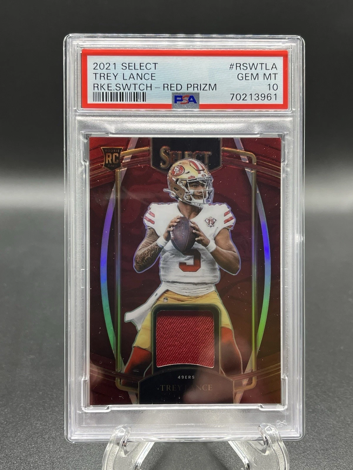 Trey Lance Panini Select Rookie Swatches #RSWTLA Red Prizm