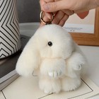 Cute Fluffy Bunny Keychain Bag Charm Soft Plush Rabbit Toy Fur Pompon Accessory