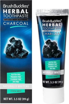 Brush Buddies Herbal Toothpaste with Activated Charcoal, Whitening Toothpaste, C