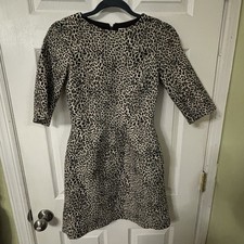 Alice+Olivia Nigel Metallic Leopard Fit & Flare Cocktail Dress Sz 0