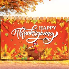 Katchon Extra Large Thanksgiving Banner - 72x44 Inch Party Backdrop
