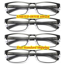 4 PK Mens Rectangular Blue Light Blocking Reading Glasses Spring Hinge Readers