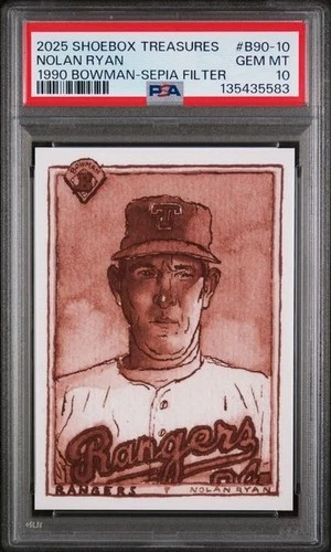 2025 Topps Shoebox Treasures  Nolan Ryan PSA 10-pop 1 1990 Bowman Sepia #/50