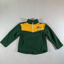 Green Bay Packers Kids 1/4 Zip Pullover Fleece Small 4 Green Embroidered Logo