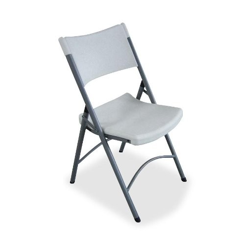 Сверхпрочный трубчатый складной стул Lorell с платиновым сиденьем из полиэтилена -