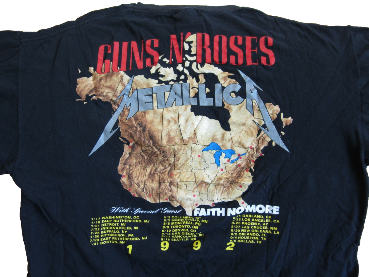 Vintage METALLICA & GUNS N ROSES 1992 Concert Shirt XL Original