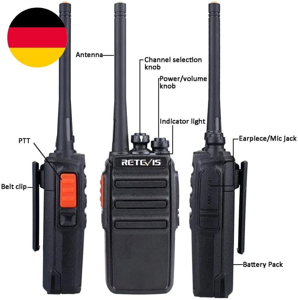 Retevis RT24V Freenet Funkgeräte, Walkie Talkie Lizenzfrei, Funkgerät Mit Headse - Bild 3 von 4