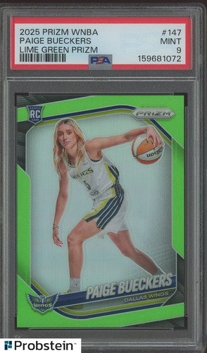 2025 Panini Lime Green Prizm WNBA #147 Paige Bueckers RC Rookie 117/225 PSA 9