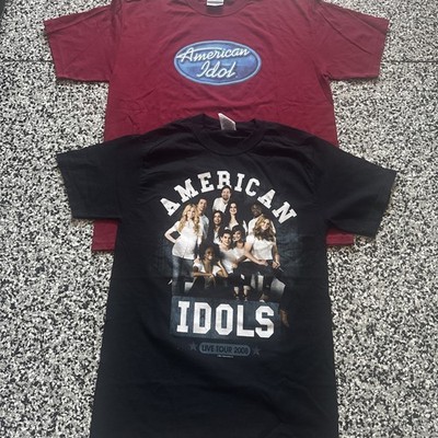 2 American Idol T Shirts Live Tour 08/09 Mens Black Jerzees Fox TV Singing (52)