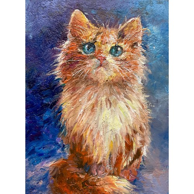 #ad #ad Original Ginger Cat Oil Painting Animal Impressionist Impasto Wall Art 8x6in OS $108.00
