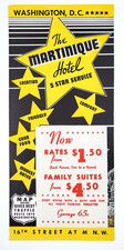 1940s Washington DC Martinique Hotel Rates Accommodation Vintage Travel Brochure