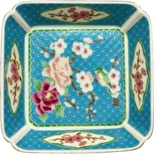 Vintage 1981 Takahashi San Francisco Cherry Blossom Porcelain Hand Painted Dish