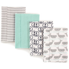 Unisex Baby Cotton Flannel Burp Cloths, Gray Whale, One Size