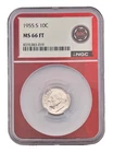 1955-S 10C Roosevelt Dime NGC MS66 FT (Full Torch)