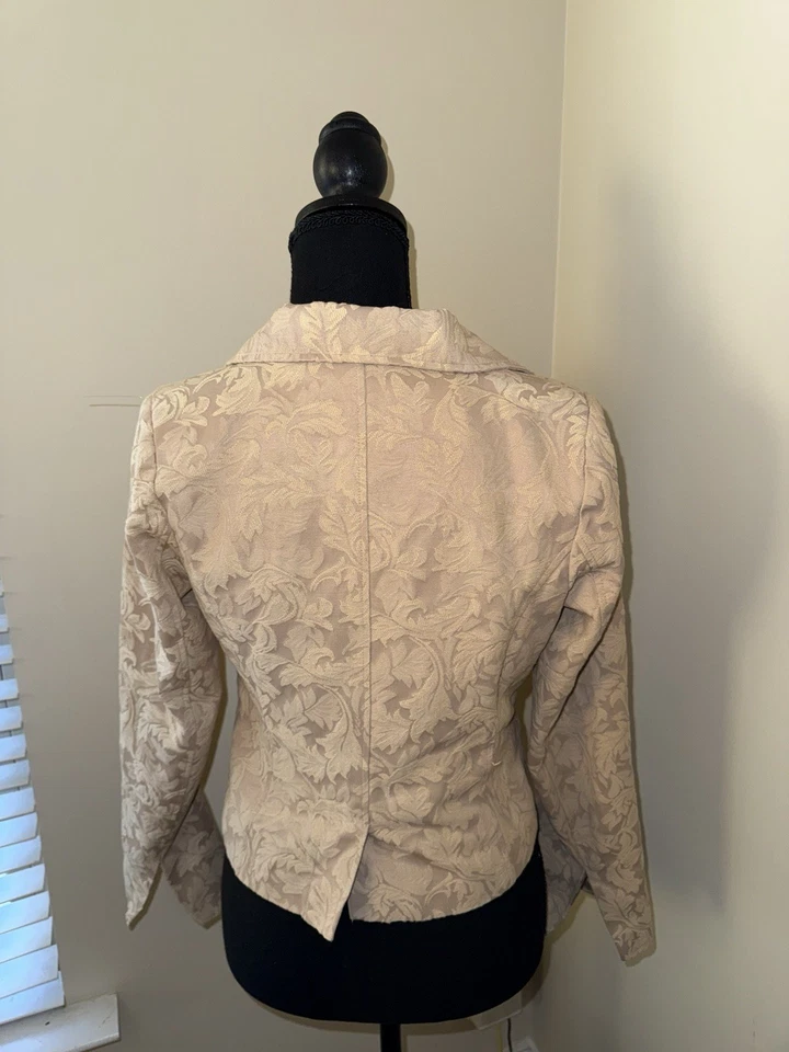Chaqueta Mary-Kate and Ashley Brocado Tostado ~ Talla XL- Y2K Blazer Acento Dorado Foto 4 de 4