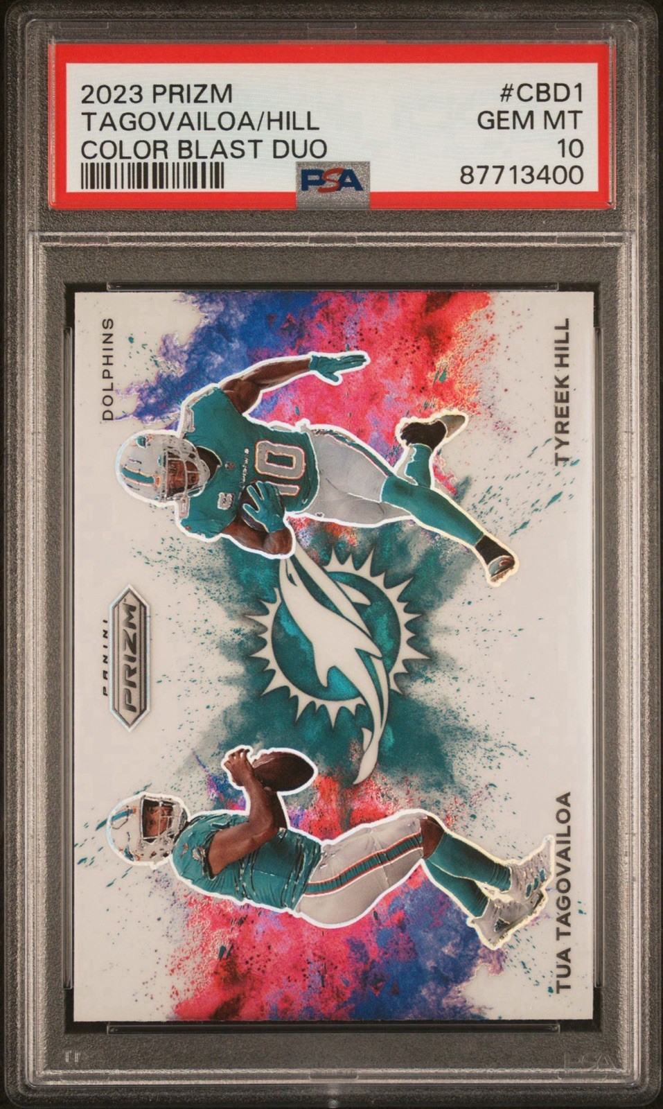 2023 Panini Prizm - Color Blast Duo Tyreek Hill, Tua Tagovailoa #CBD-1