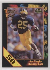 1991 Wild Card Draft 50 Stripe Jon Vaughn #52 Rookie RC 0f6. rookie card picture