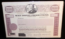 Walt Disney Productions STOCK CERTIFICATE 1984 Vintage Disneyana History Vault