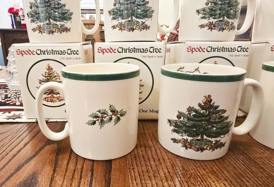Spode Christmas Tree Mugs Set of 7 about 3.25" Tall #415 - Image 3 of 4