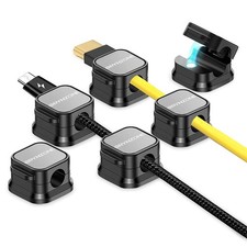 ORYNZONE Magnetic Cord Holder with Strong Adhesive Pads - Premium Cable Black
