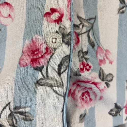 LAURA ASHLEY 2-Pc Pajama Set Small Cottage Cozy Soft Floral Stripe Button Front - Picture 3 of 12