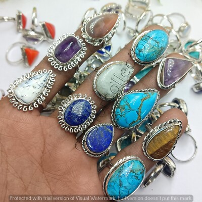 Multi Mix Stone Gemstone 925 Sterling Silver Plated Wholesale Lot Gifts Rings