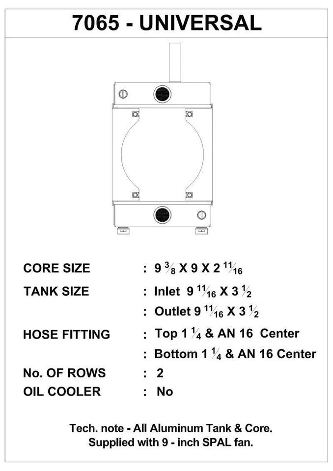 CSF Universal Drag Race / Tuck Radiator w/9in Spal Fan - 10.5in H x 10in L x 3.6 - Image 4 of 4
