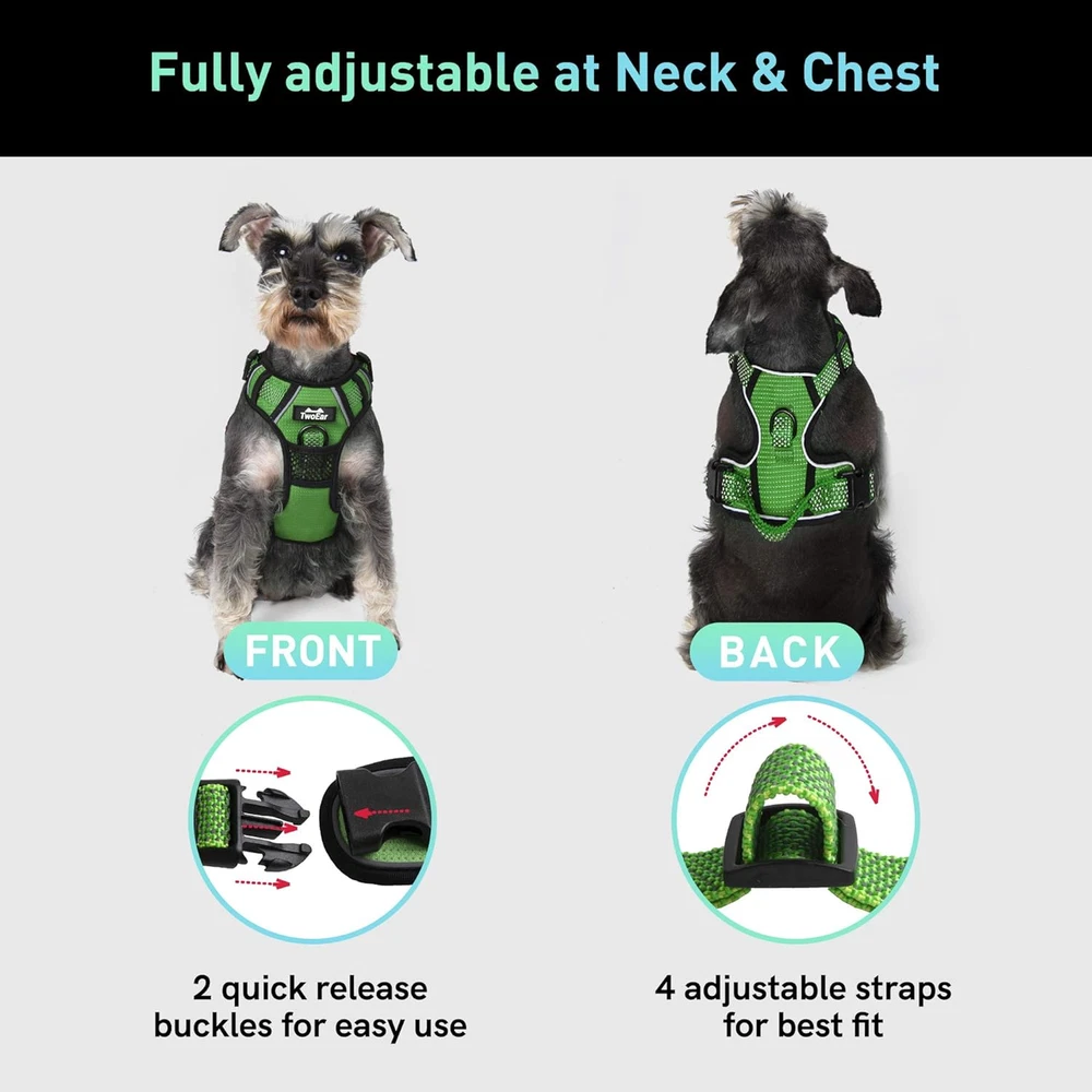 Dog Harness, No Pull Reflective Harness Front Clip Easy Control Handle Adjustabl