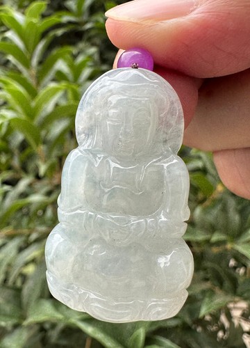 Collar Colgante Bodhisattva Guanyin Jade Jadeíta Verde Helado Grado A Natural - Imagen 10 de 10