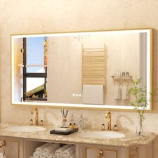 120cm x 60cm Gold LED Bathroom Vanity Mirror Lighted Rectangle Anti-Fog Dimmable