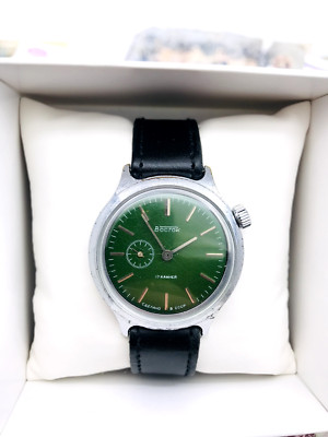   Seltene Armbanduhr Wostok 2403 Grün Moskau Sowjetische UdSSR Armbanduhr Wo...