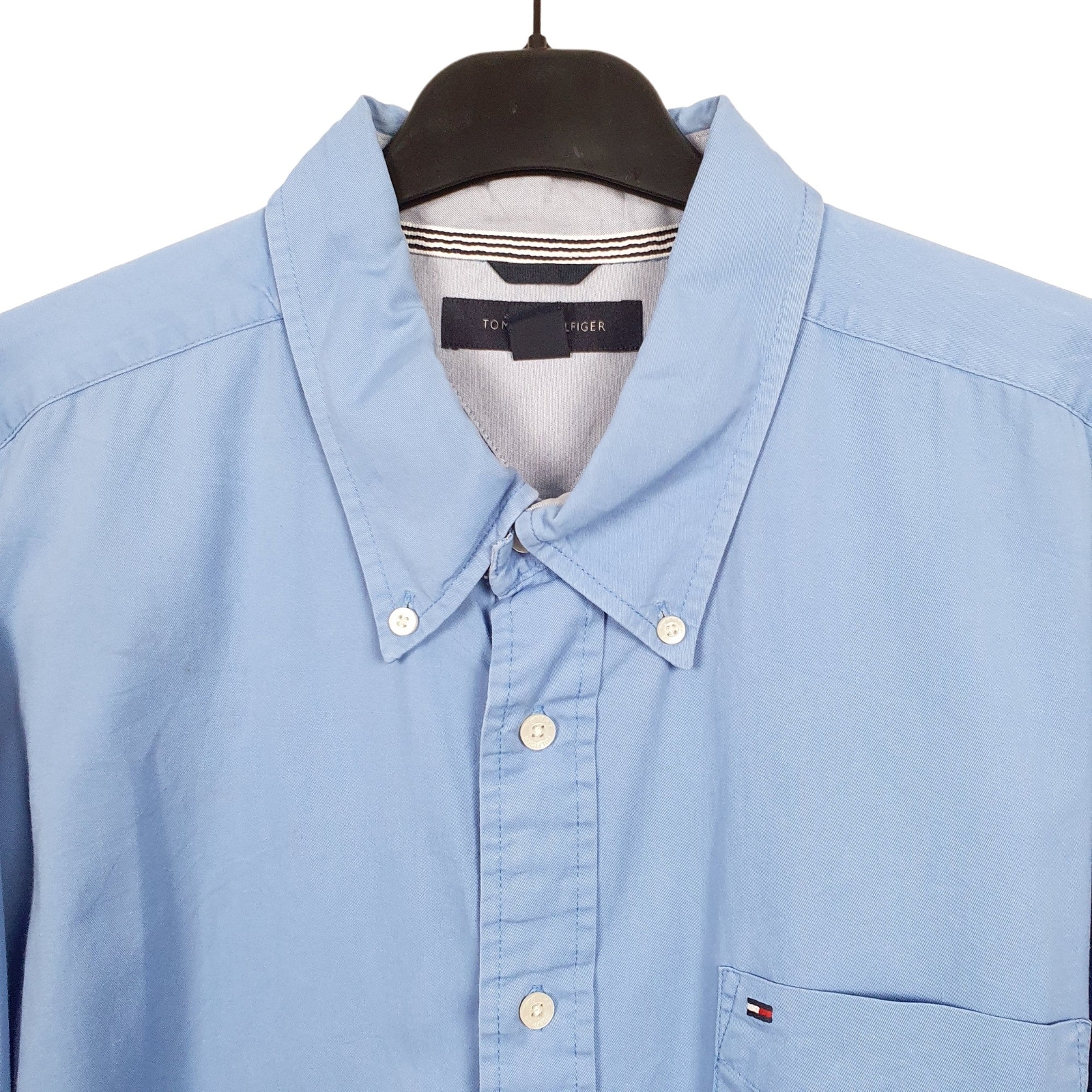 TOMMY HILFIGER Blue Shirt Long Sleeve Casual Mens XL image 2