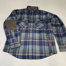 Guide Gear Mens Shacket Wool Plaid Flannel  Button Wool Blend Canvas Shirt Med