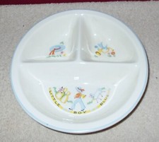 Vintage LITTLE BOY BLUE Ceramic Divided CHILDS BOWL DISH Nursery Rhyme