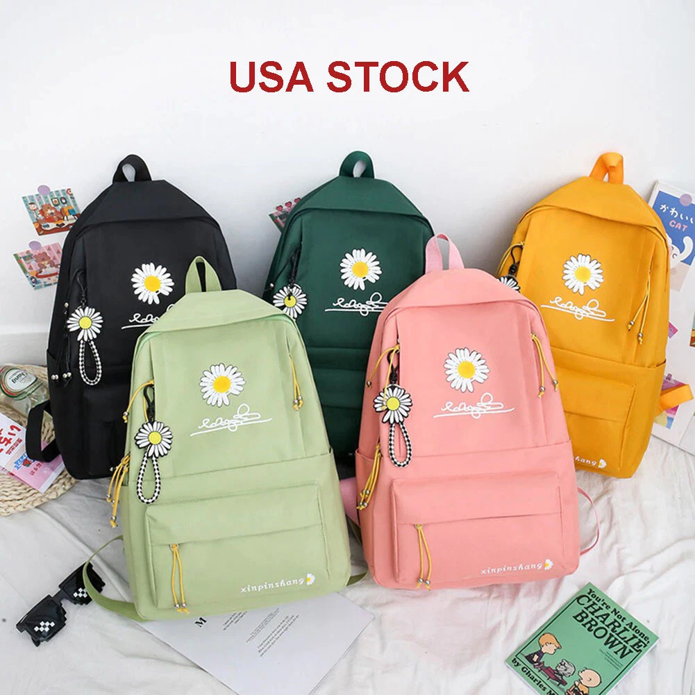 Shoulder Bags Student School Backpacks Teenagers Girl Daisy Print Travel Canvas