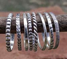Sterling Silver Stacking Ring Set   Set of 8 ...