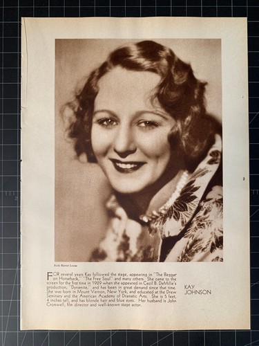 Vintage Circa 1930 Kay Johnson Photoplay Portrait