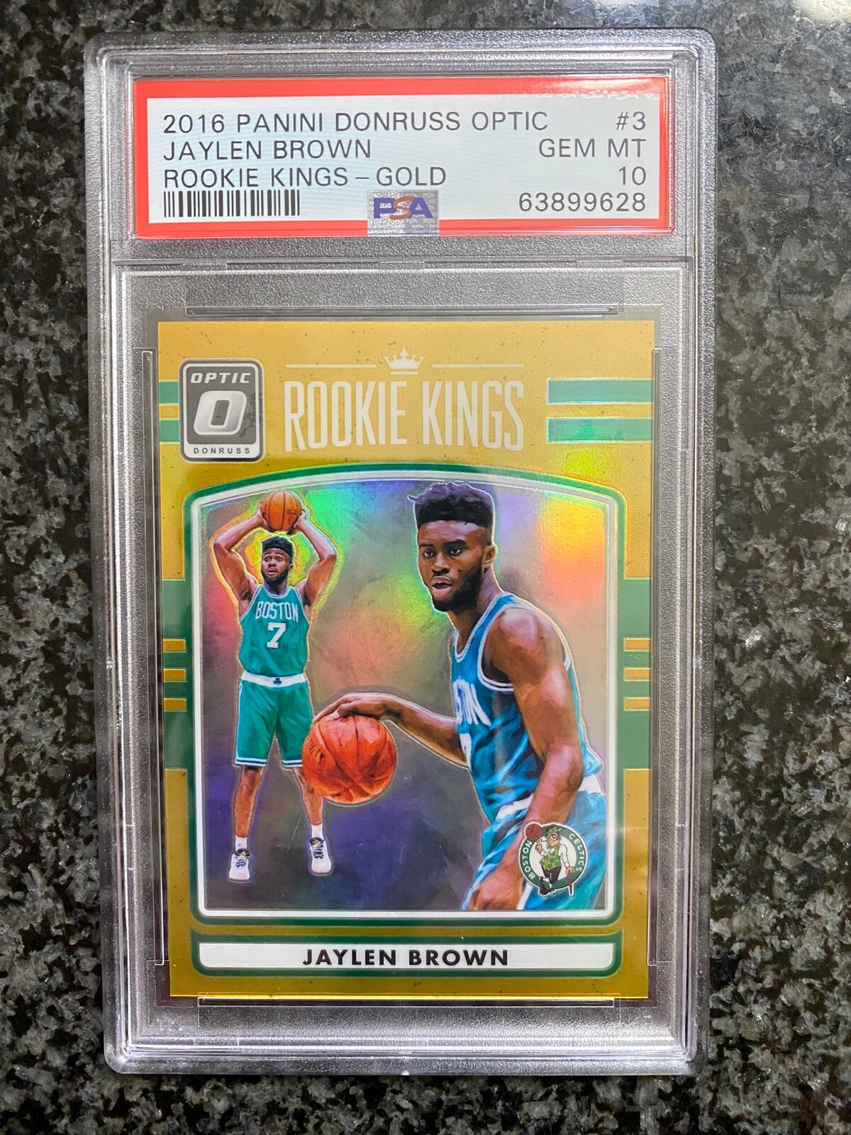 Jaylen Brown 2016-17 Optic 1st Year Gold Prizm Rookie Kings #/10 PSA 10 SSP