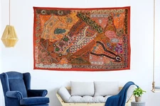 Wall Décor Tapestry Vintage Embroidered Ethnic Beaded Hand work Wall Hanging