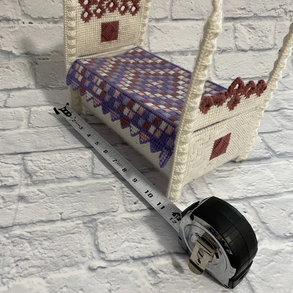 Handmade Doll Bed Pattern Design Crochet DIY Cute Pastel Spring Patterned - Image 2 of 4