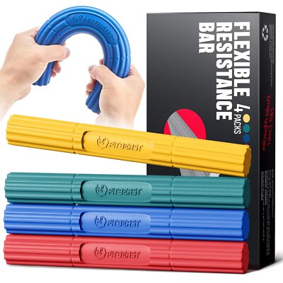 TheraBand FlexBar, Tennis Elbow Therapy Bar, Relieve Assorted Styles-4 Piece Set