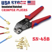 Cable Wire Connectors Terminal Ratchet Crimping Tool Insulated Crimper Pliers US