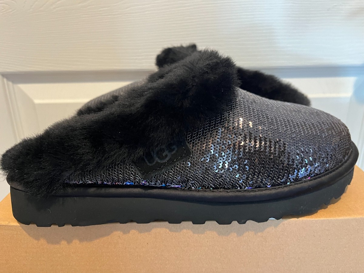 NIB Authentic Ugg Australia Women's Cluggette Black Sequin
