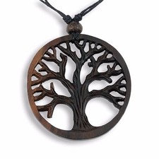 Halskette Design Anhänger Holz Amulett Baum des Lebens N267
