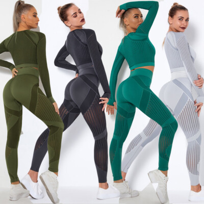 Mesh Seamless Set - Leggings + Top Black / S